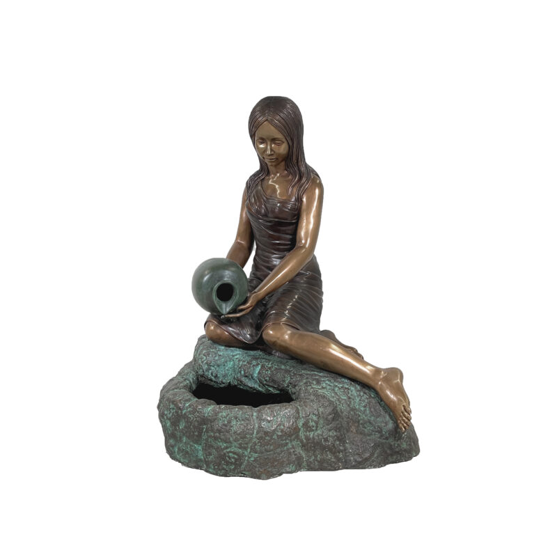 SRB41218 Bronze Girl pouring Vase Self-Contained Fountain Sculpture by Metropolitan Galleries Inc
