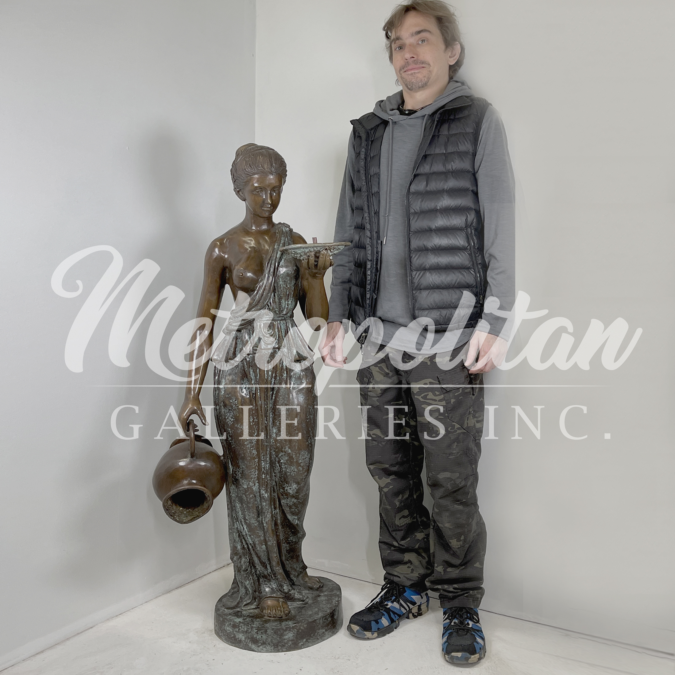 SRB53011 Bronze Lady with Jar & Bowl Fountain Sculpture by Metropolitan Galleries Inc SCALE WM