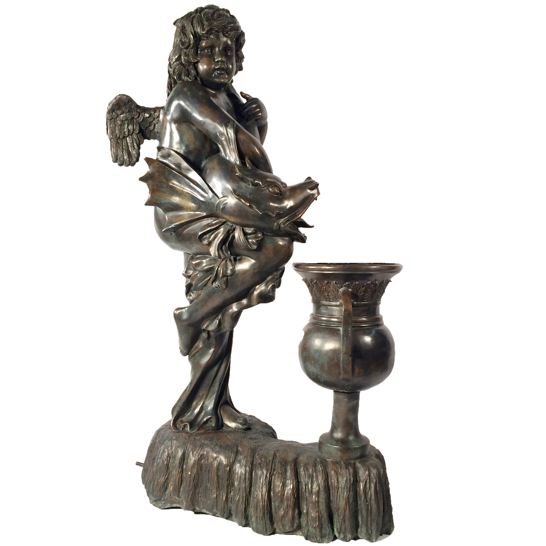 SRB54013 Bronze Cupid with Fish Fountain Metropolitan Galleries Inc.