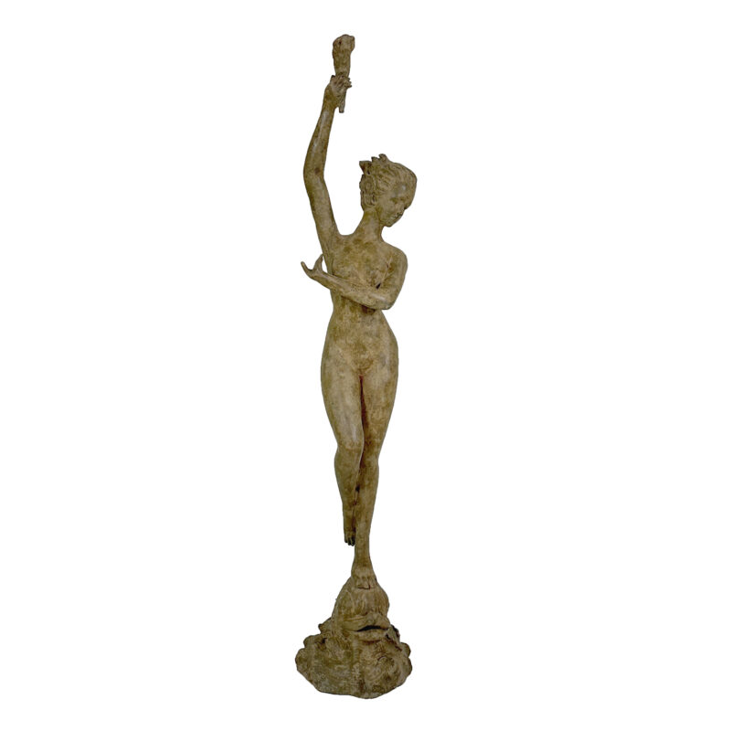 SRB992202 Bronze Lady Holding Shell Fountain Sculpture by Metropolitan Galleries Inc