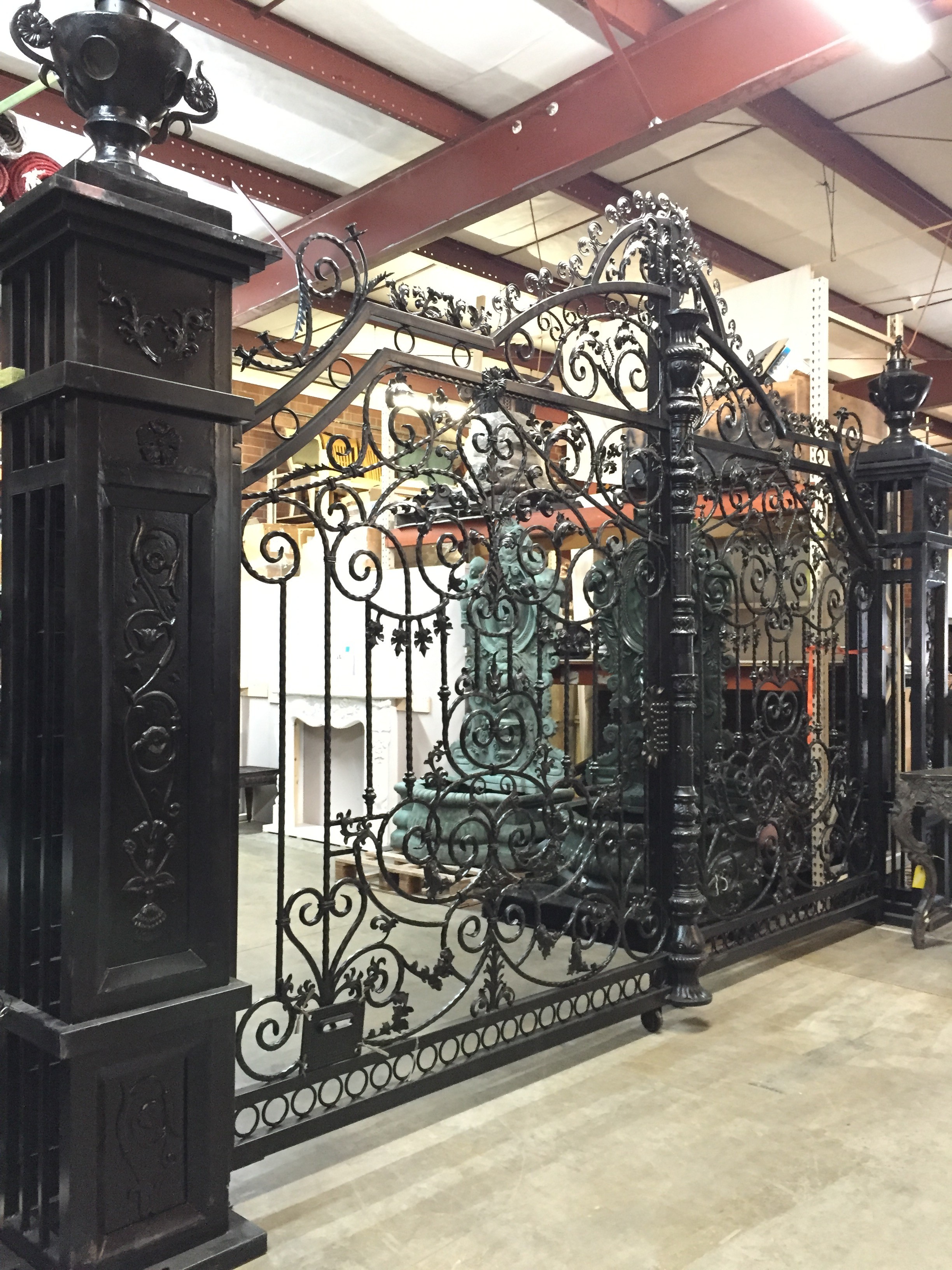 Iron Double Gate with Columns & Urns Metropolitan Galleries Inc.