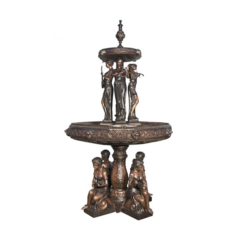 SRB057896 Bronze Grecian Lady Musicians Fountain by Metropolitan Galleries Inc