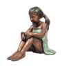 Bronze Sitting Girl in Dress Sculpture