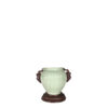 Cast Bronze Rams Head & Base holding Celadon Porcelain Bowl