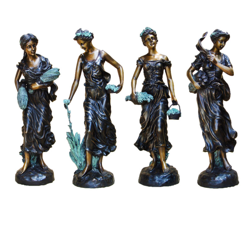 SRB25261-4 Bronze Lady Four Seasons Sculpture Set Metropolitan Galleries Inc.