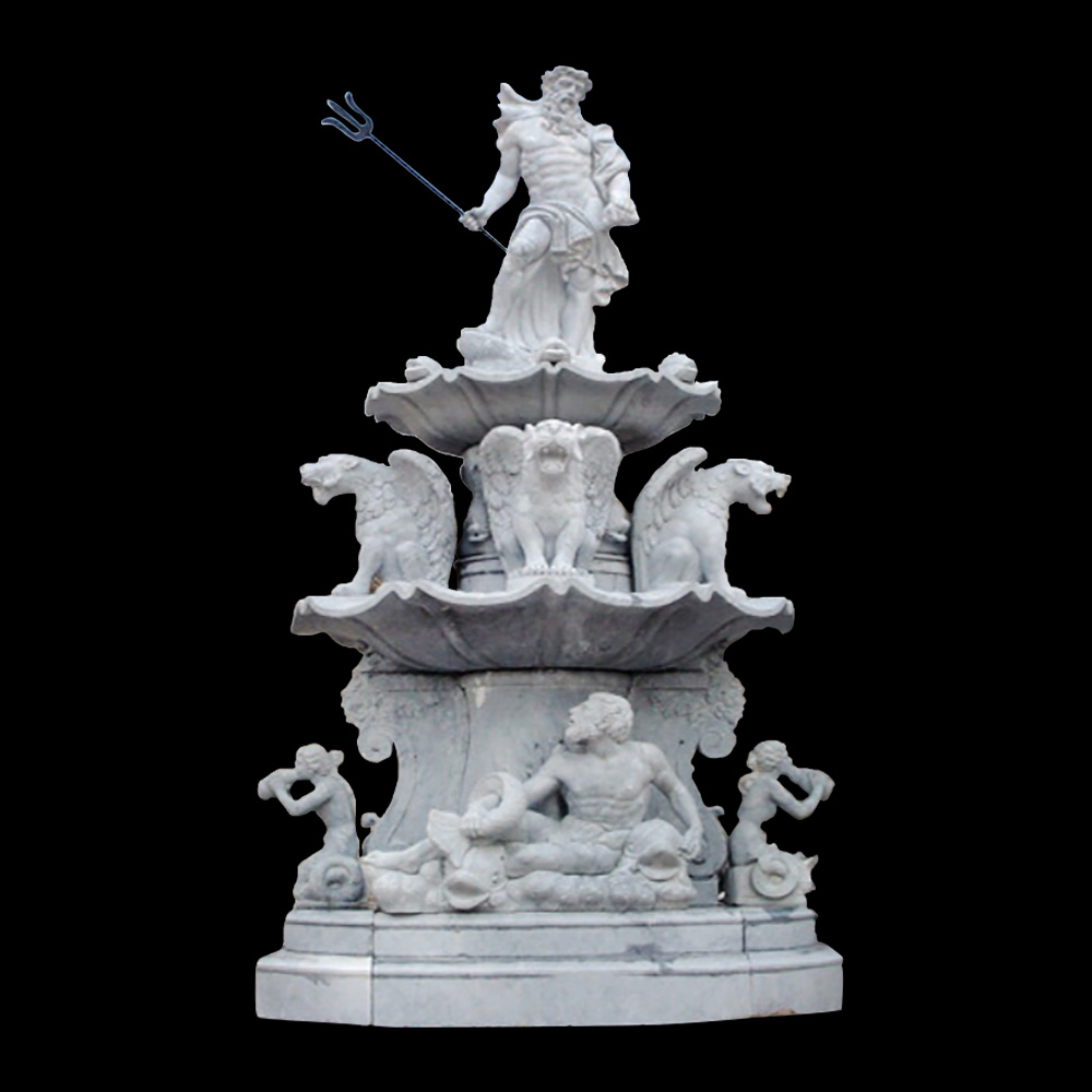 JBF813 Marble Neptune Tier Fountain with Gryphons by Metropolitan Galleries Inc
