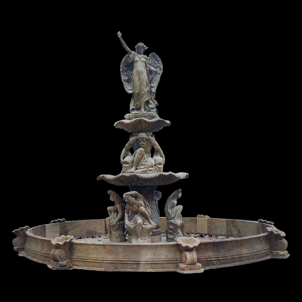 JBF825 Marble Angelic Tier Fountain & Circle Basin by Metropolitan Galleries Inc