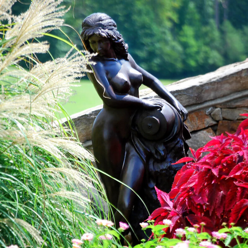 Cast Bronze Art Deco Nude Woman Fountain The Source Metropolitan Galleries High Point North Carolina
