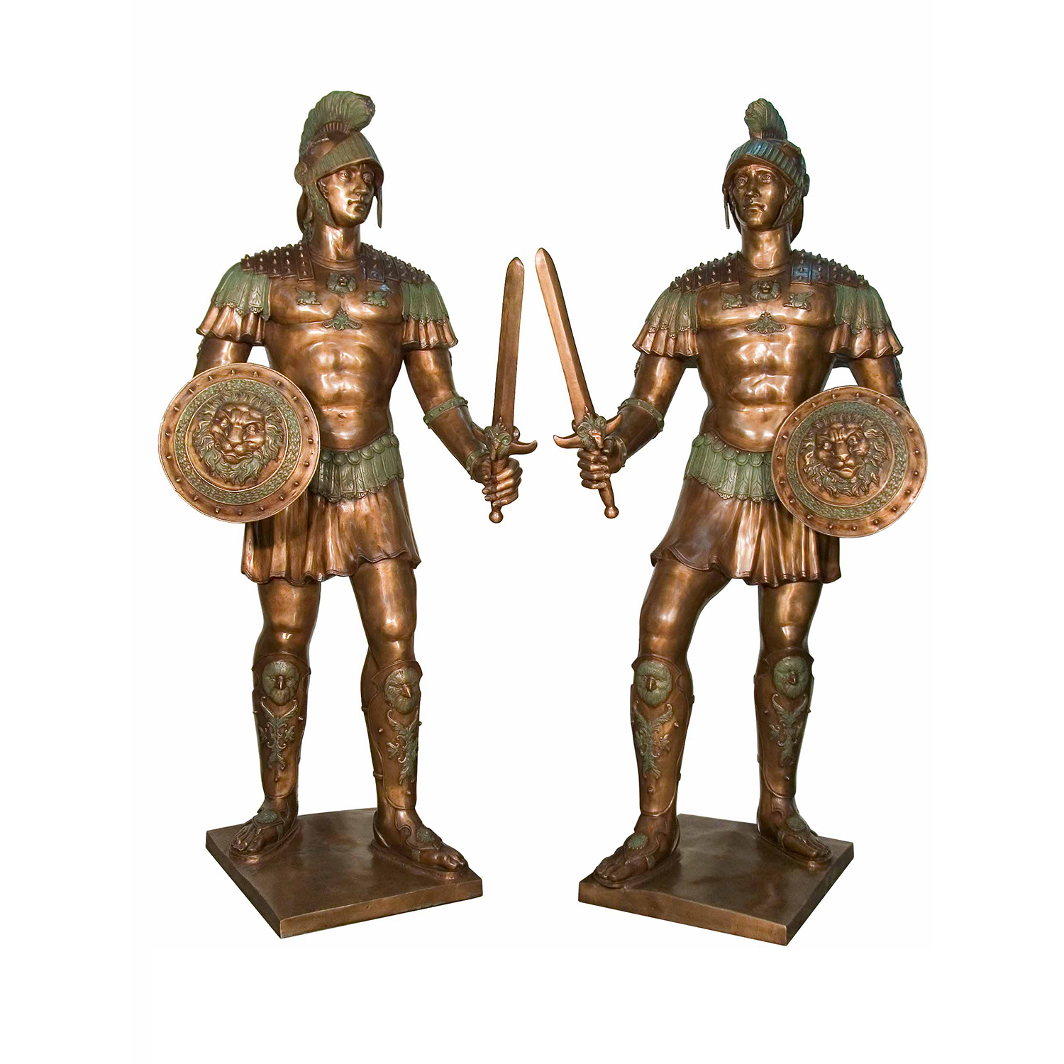 SRB052748-49 Bronze Warriors in Armor Sculpture Set by Metropolitan Galleries Inc