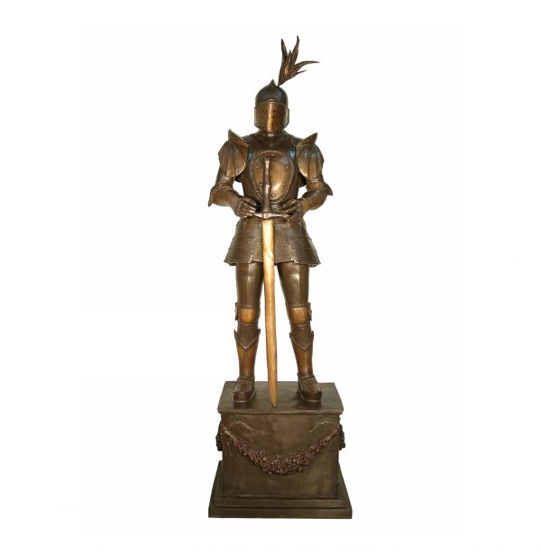 Bronze Warrior in Armor with Sword Sculpture Metropolitan Galleries Inc.