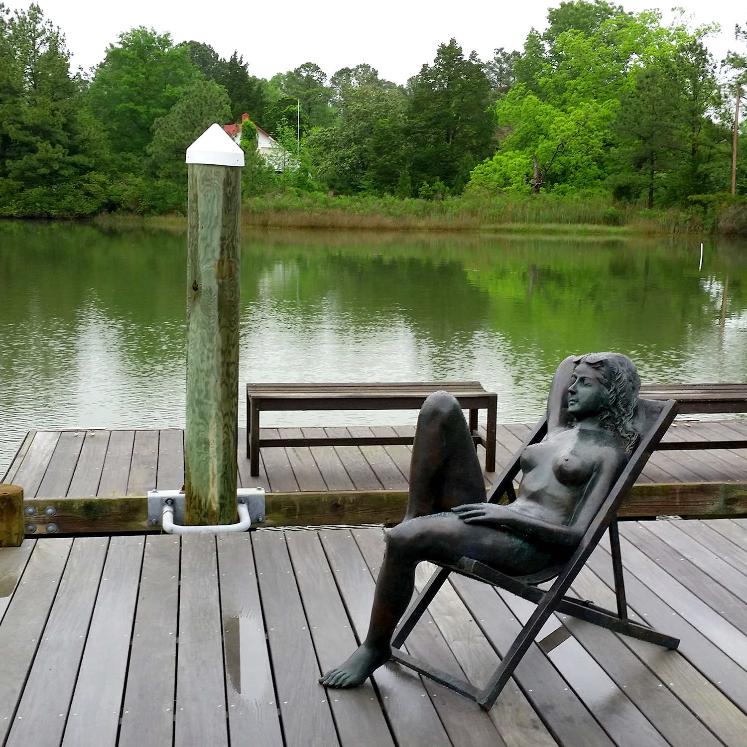 Metropolitan Galleries Nude Woman in Deck Chair Statue High Point North Carolina