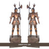 Bronze Standing Knight on Pedestal Sculpture Set