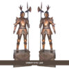 Bronze Standing Knight on Pedestal Sculpture Set