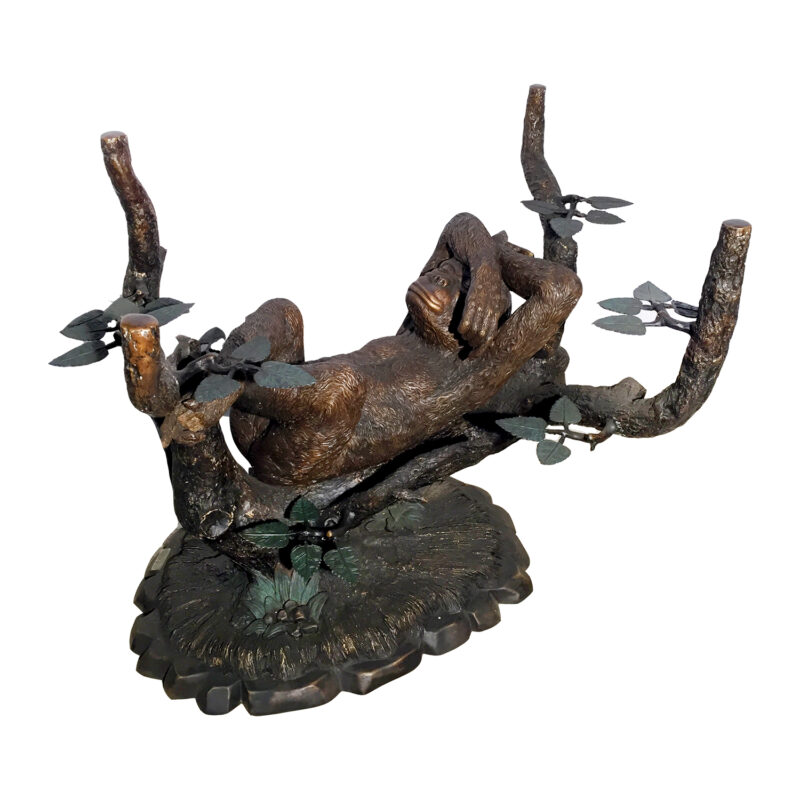 SRB20442 Bronze Monkey in Tree Table Base Sculpture Metropolitan Galleries Bronze Sculpture Wholesale