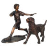 Bronze Boy with Golden Retriever Sculpture