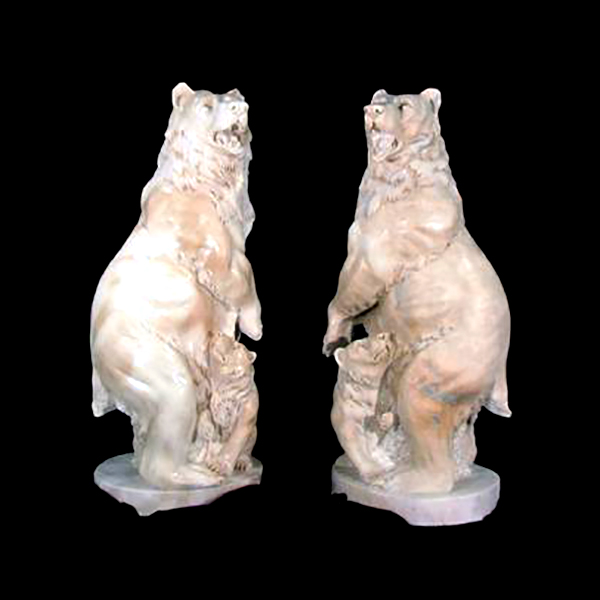 JBA115 Marble Standing Bear Sculpture Set Metropolitan Galleries Inc.