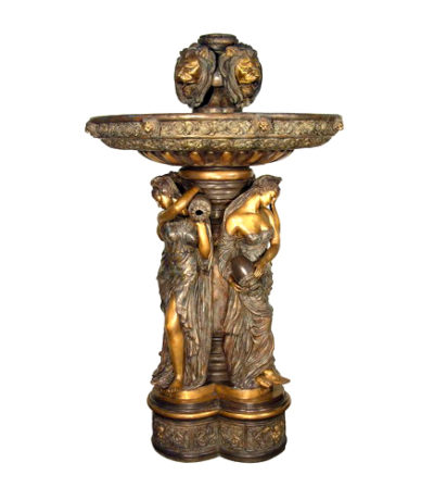 SRB055160 Cast Bronze Lady Four Seasons Tier Fountain Lions Metropolitan Galleries Bronze Sculpture Wholesale