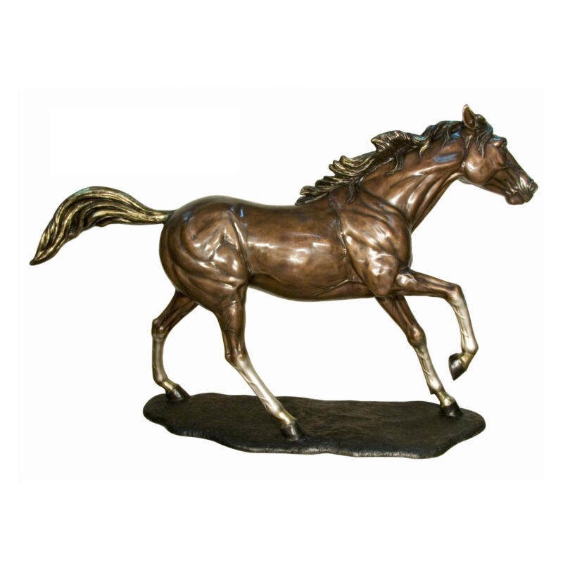 Bronze Galloping Horse on Base Sculpture Metropolitan Galleries Inc.