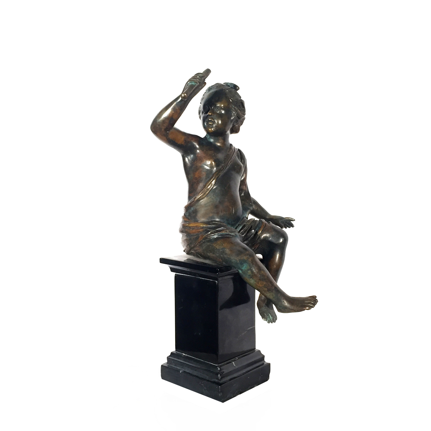 Bronze Sitting Boy Statue Metropolitan Galleries Inc High Point NC