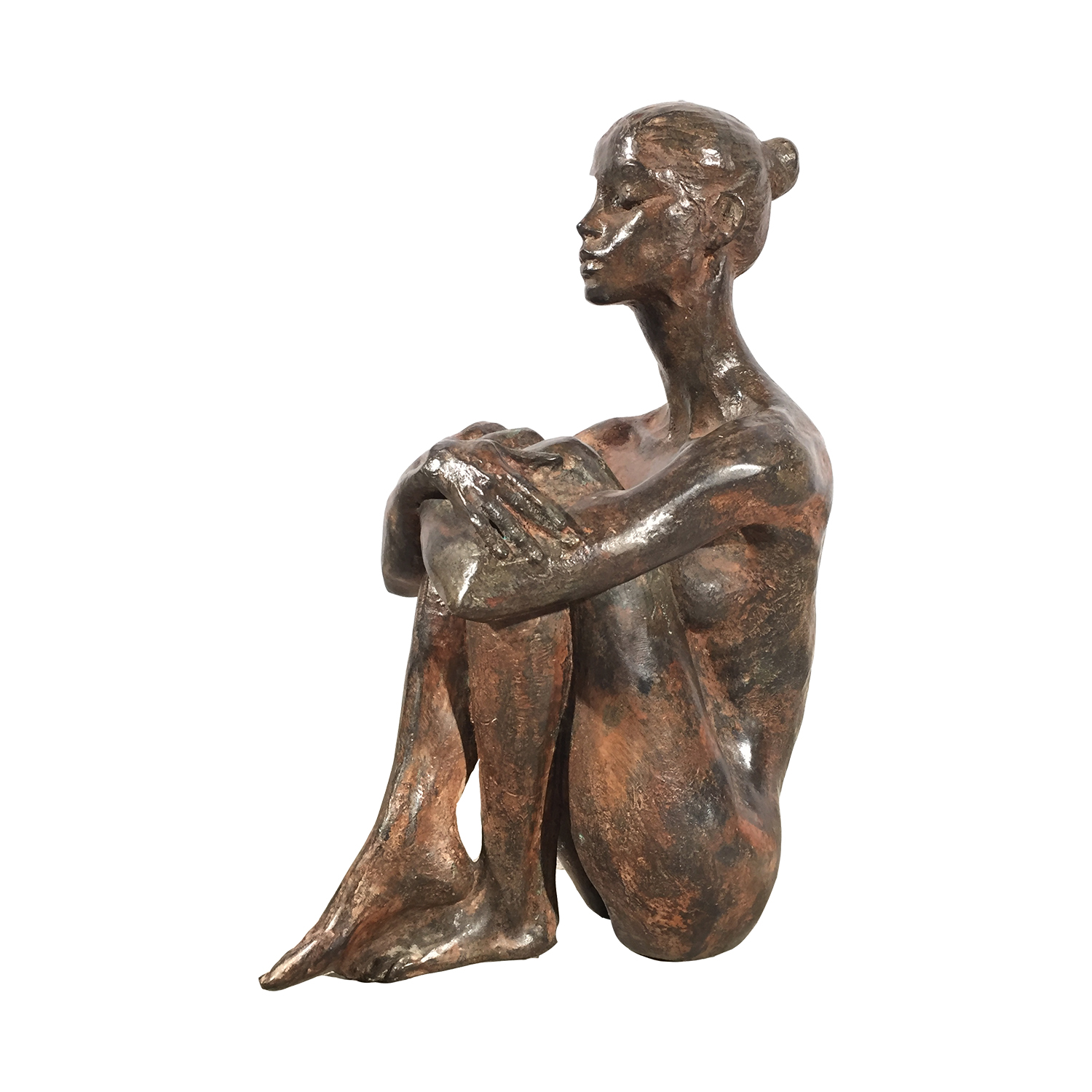 Cast Bronze Contemporary Thai Serenity Woman Statue Metropolitan Galleries Bronze Statues