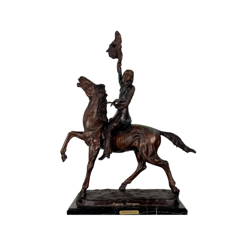 SRB057060 Bronze Remington 'Buffalo Signal' Table-top Sculpture by Metropolitan Galleries Inc