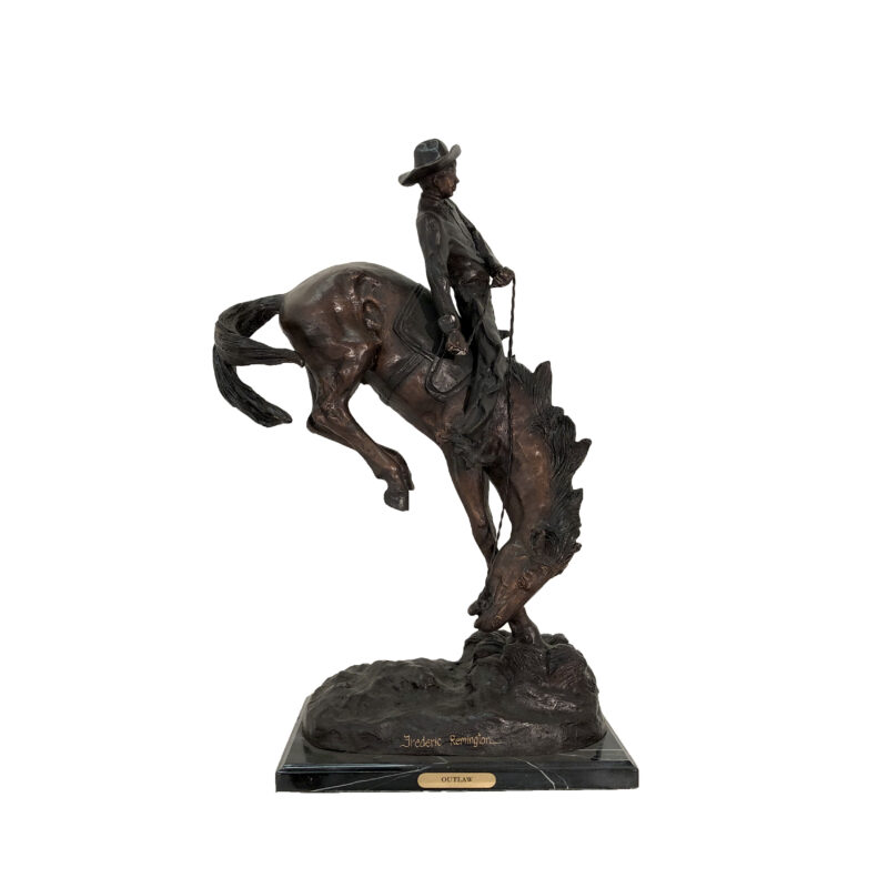 SRB057078 Bronze Frederic Remington Outlaw Table-top Sculpture on Marble Base by Metropolitan Galleries Inc.