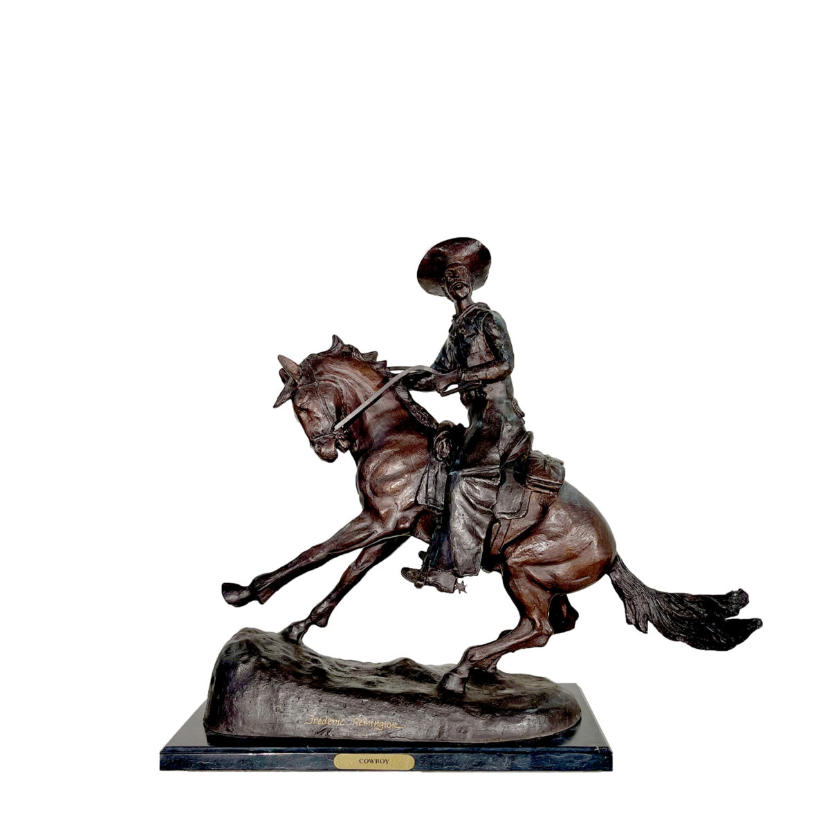 Bronze Remington 'Cowboy' Tabletop Sculpture Metropolitan Galleries
