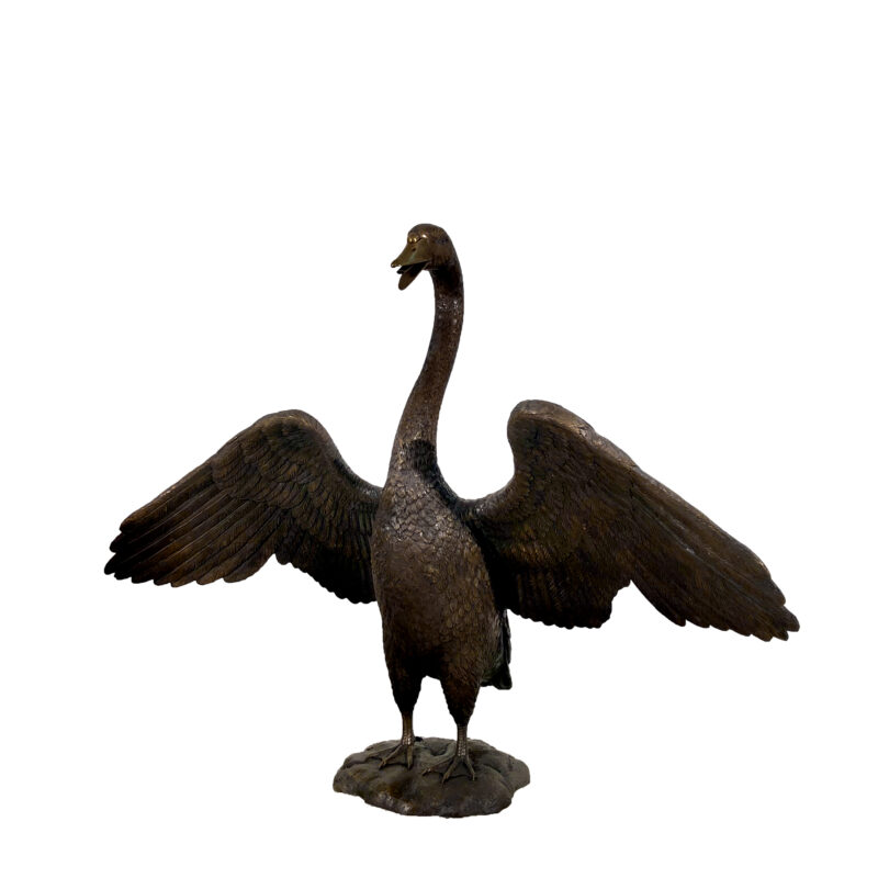 SRB47183-B Bronze Swan Fountain Sculpture in Brown Patina by Metropolitan Galleries Inc