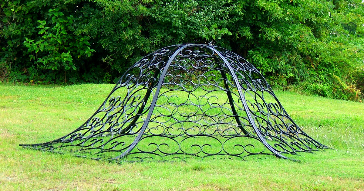 Wrought Iron Domed Gazebo with Decorative Dome Overhead