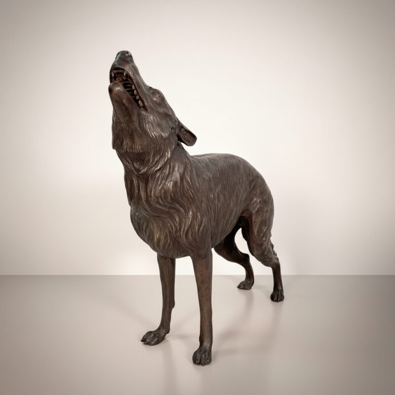 SRB10114 Bronze Howling Wolf Sculpture by Metropolitan Galleries Inc.