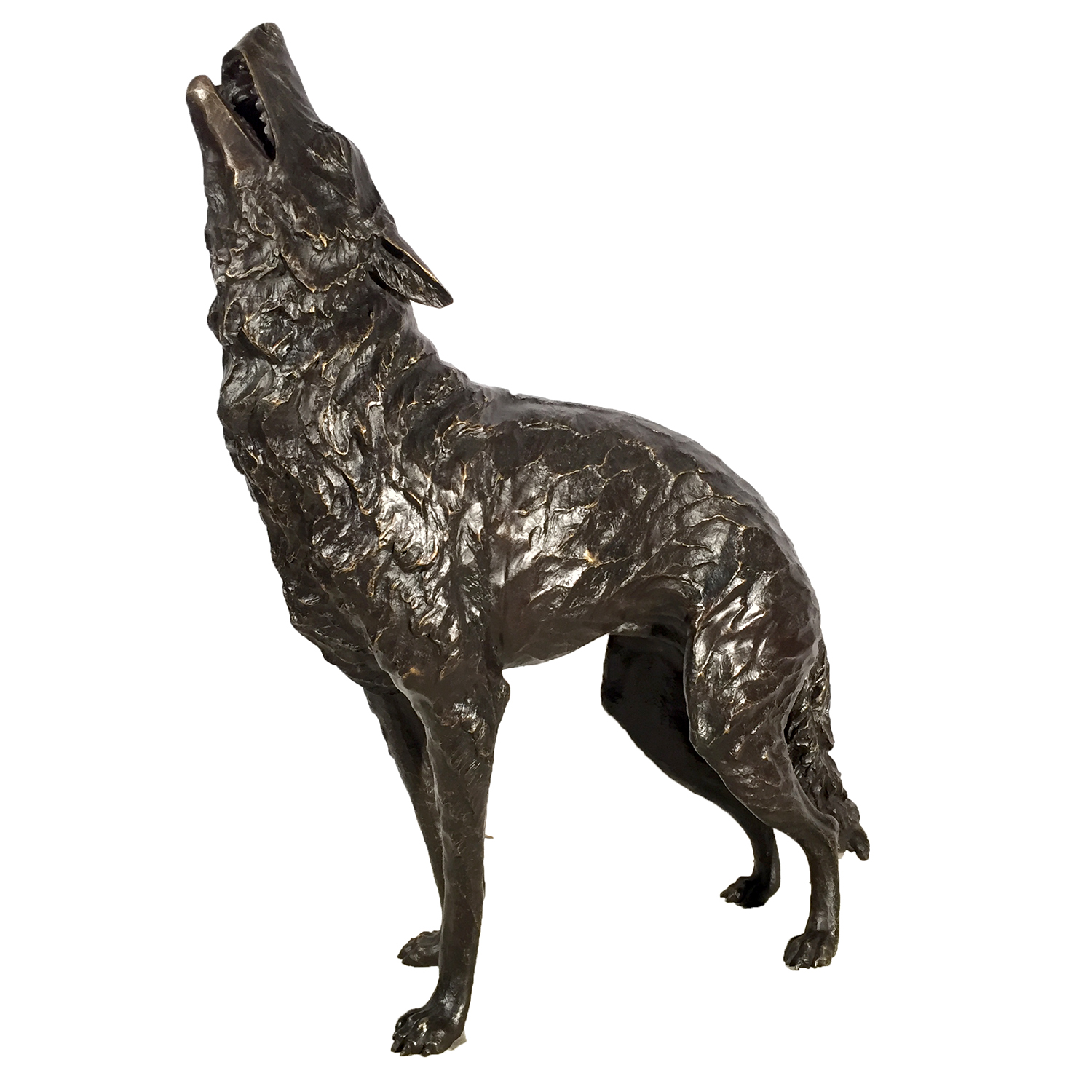 Cast Bronze Standing Wolf Sculpture Metropolitan Galleries Inc Bronze Statuary and Fountains