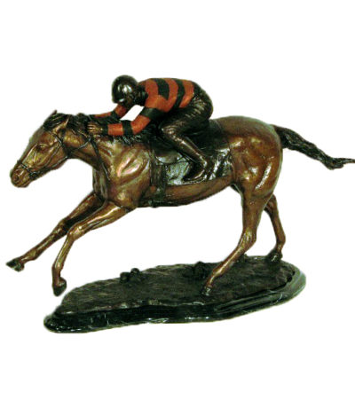 SRB49389 Bronze Jockey on Horse Sculpture Metropolitan Galleries Inc.