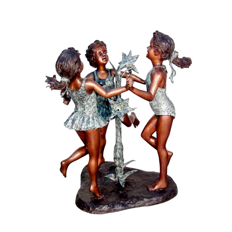 Metropolitan Galleries Cast Bronze Dancing Three Girls Fountain Sculpture