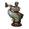 Bronze Boy holding Shell on Fish