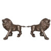 Bronze Standing Lion Sculpture Set