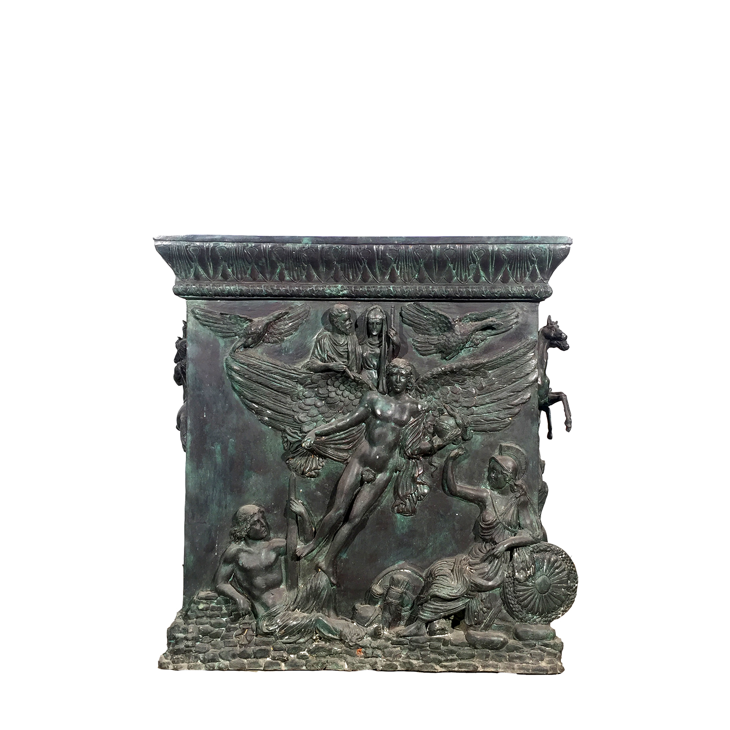 Cast Bronze Mythological Pedestal Sculpture with Horses Metropolitan Galleries Inc.