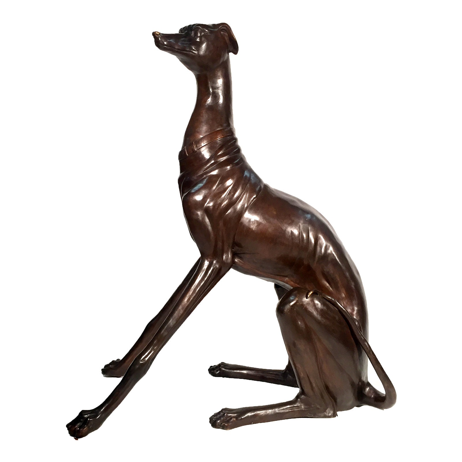Bronze Large Sitting Whippet Sculpture Metropolitan Galleries