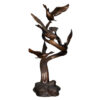 Bronze Four Ducks on Branch Sculpture