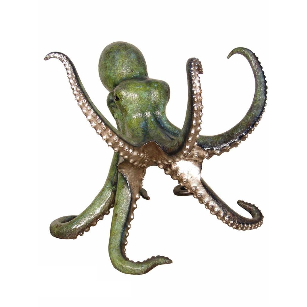 Bronze Colorful Octopus Sculpture (Green) - Metropolitan Galleries Inc.