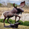 Bronze Moose on Rock Sculpture