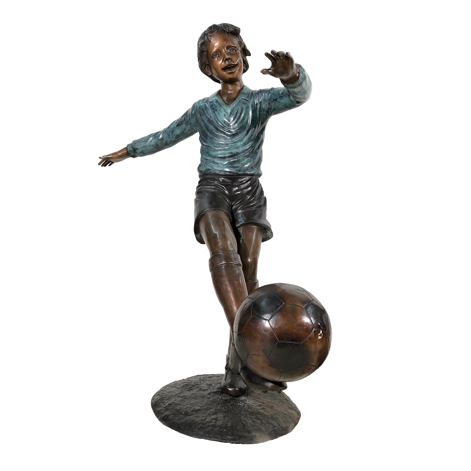 SRB050275 Bronze Boy Soccer Player Sculpture by Metropolitan Galleries Inc