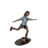 Bronze Girl Kicking Soccer Ball Sculpture