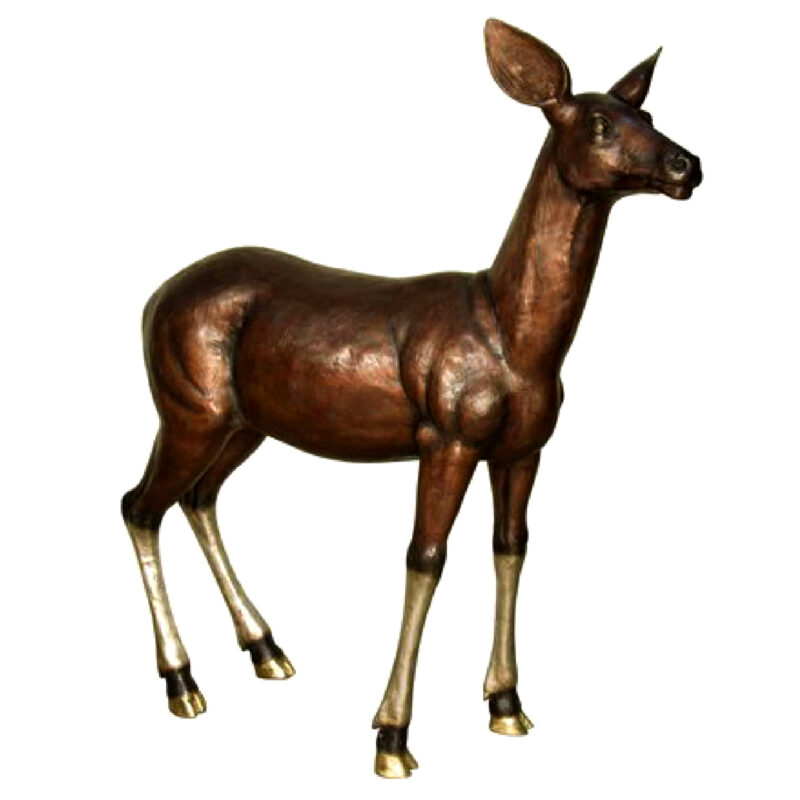 SRB029534 Bronze Female Deer Sculpture Metropolitan Galleries Inc.