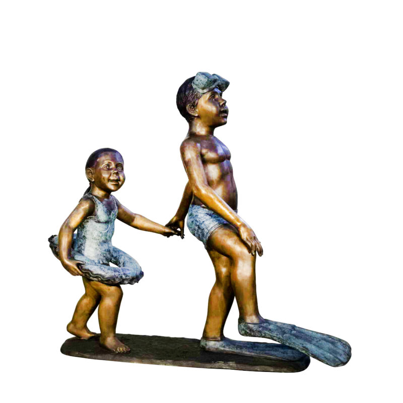 SRB049001 Bronze Beach Kids Sculpture Metropolitan Galleries Inc.