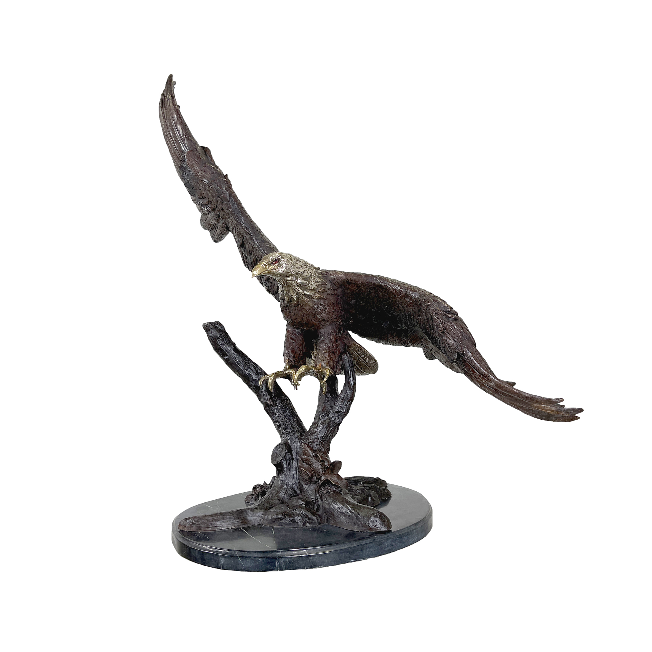 SRB055914 Bronze Swooping Eagle on Branch Sculpture by Metropolitan Galleries Inc