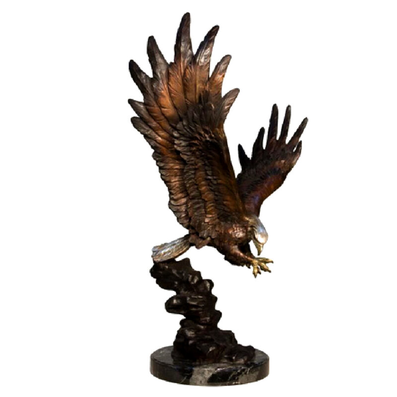 SRB056602 Bronze Flying Eagle on Rock Sculpture Metropolitan Galleries Inc.