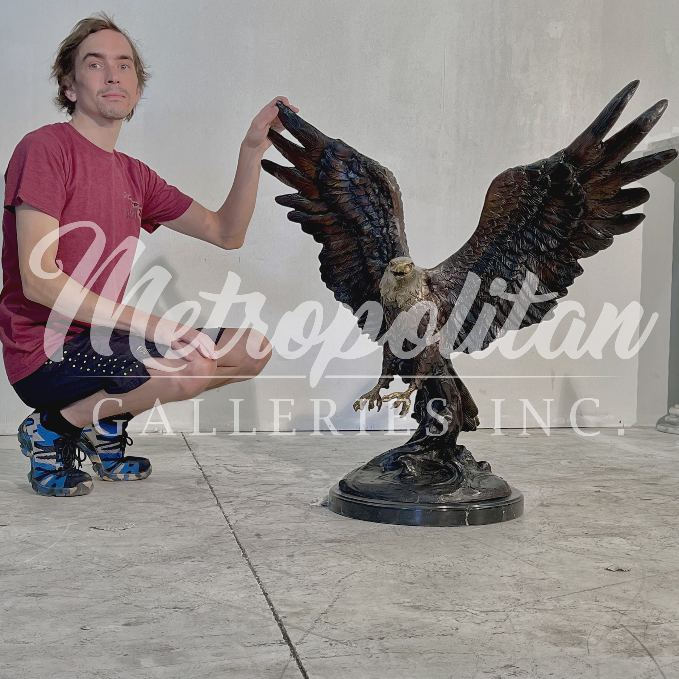 SRB056759 Bronze Flying Eagle Table-top Sculpture by Metropolitan Galleries Inc SCALE WM