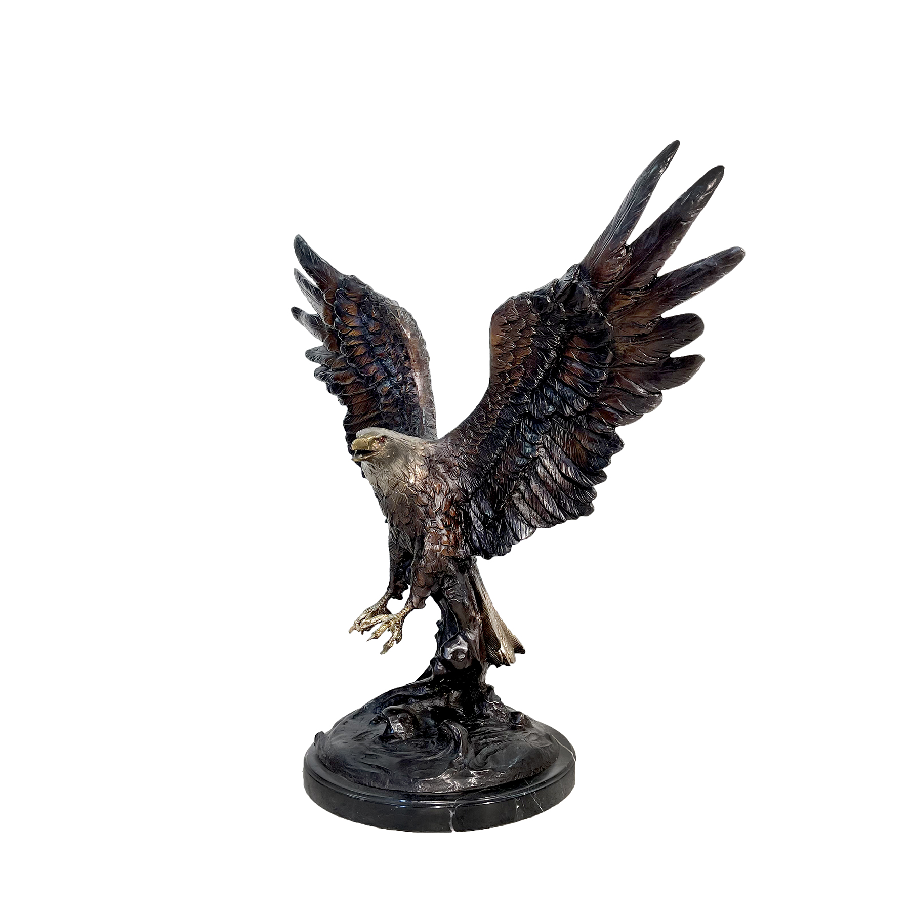 SRB056759 Bronze Flying Eagle Table-top Sculpture on Marble Base by Metropolitan Galleries Inc.