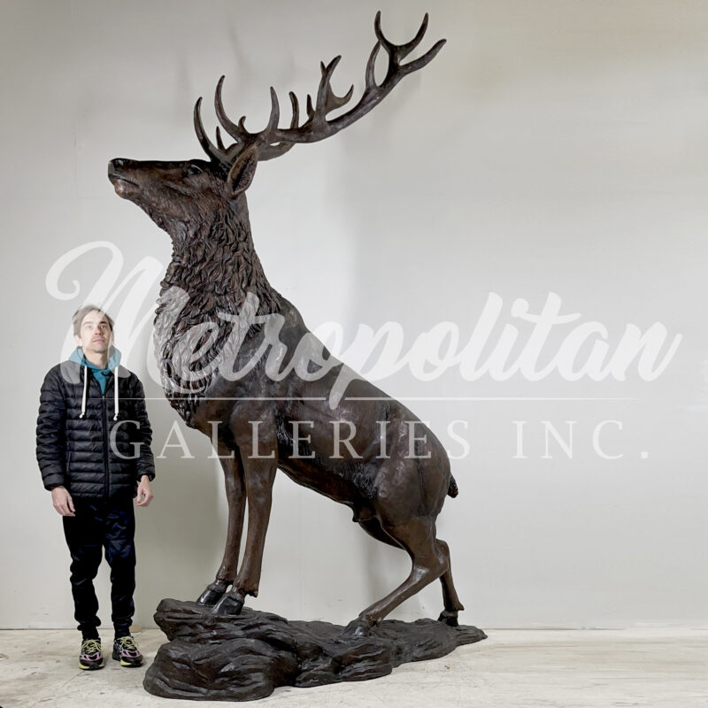 SRB074406 Bronze Large Rearing Elk Sculpture by Metropolitan Galleries Inc SCALE WM