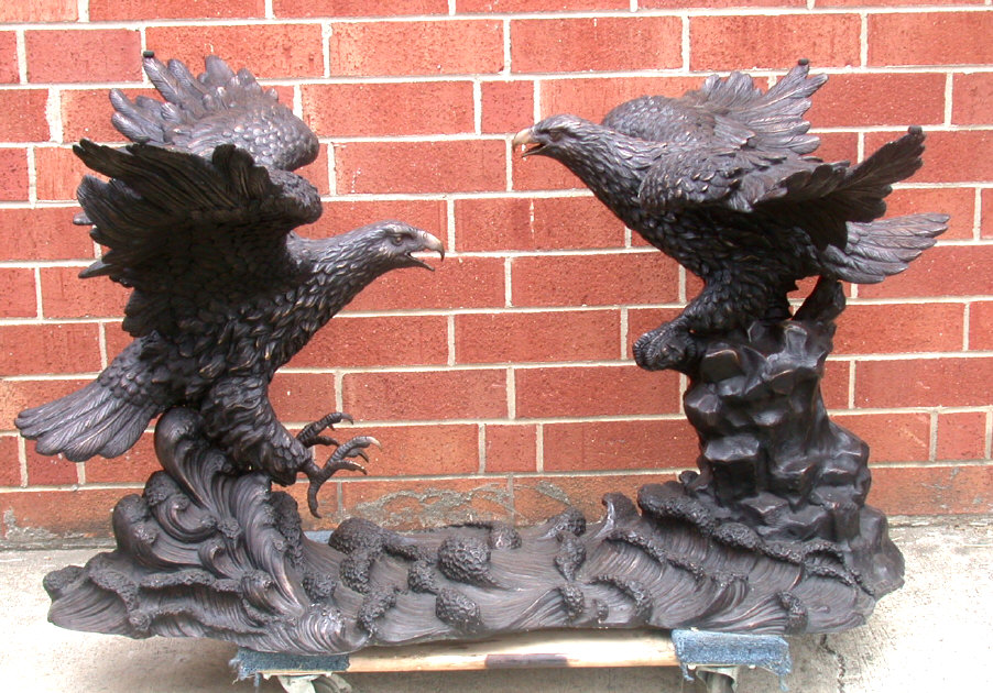 SRB25402-B Bronze Two Eagle Table Base Sculpture Metropolitan Galleries Inc.